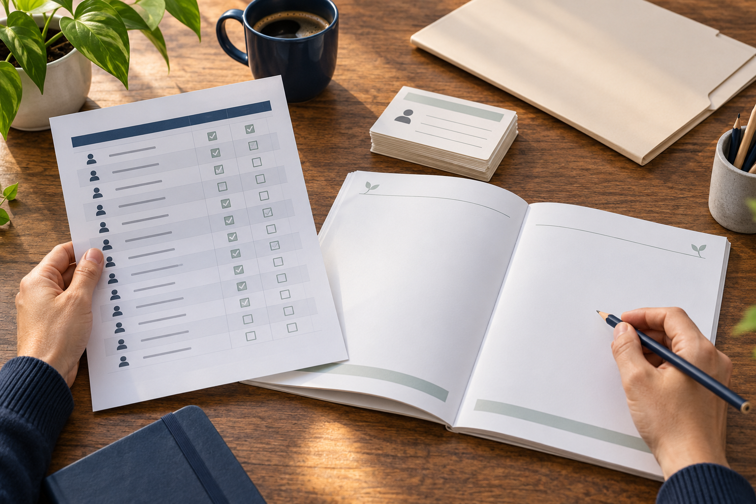 Illustration : classement de documents de formation et d’un registre de présence conceptuel