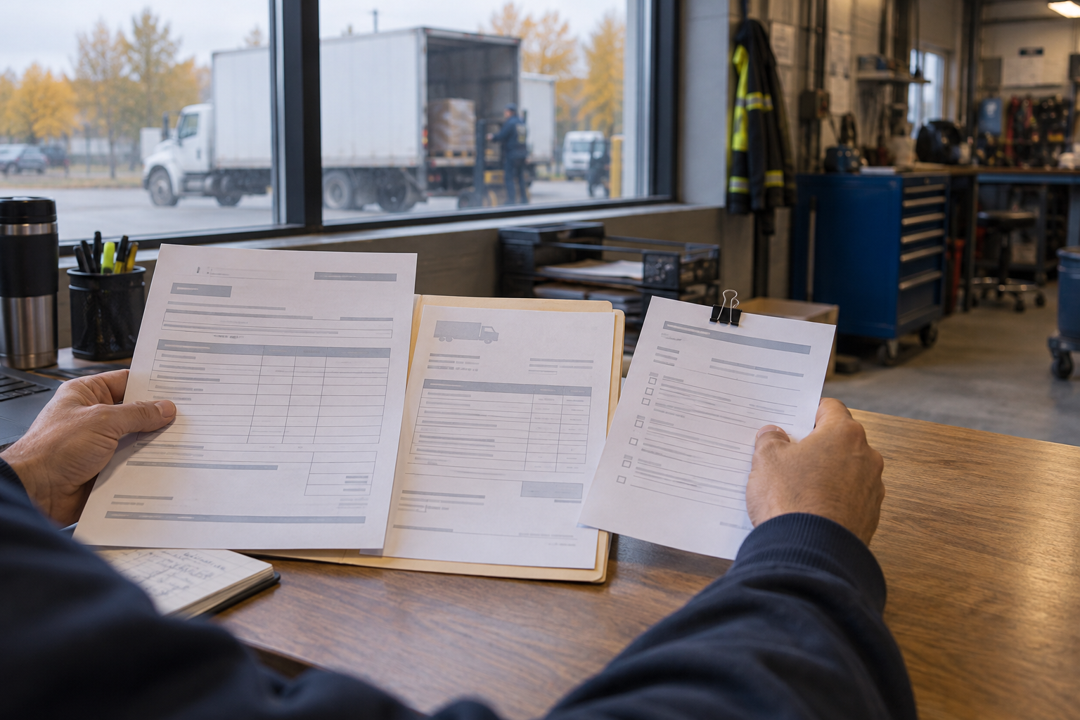 Illustration : classement de documents de mission dans un atelier